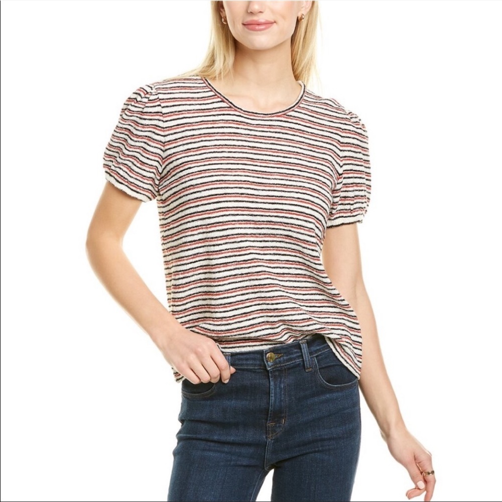 Madewell Acacia Top | Striped Ruffle Puff Sleeve Top